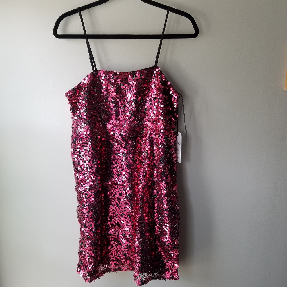 Leith Pink NWT Sequin Slip Mini Dress Size Medium